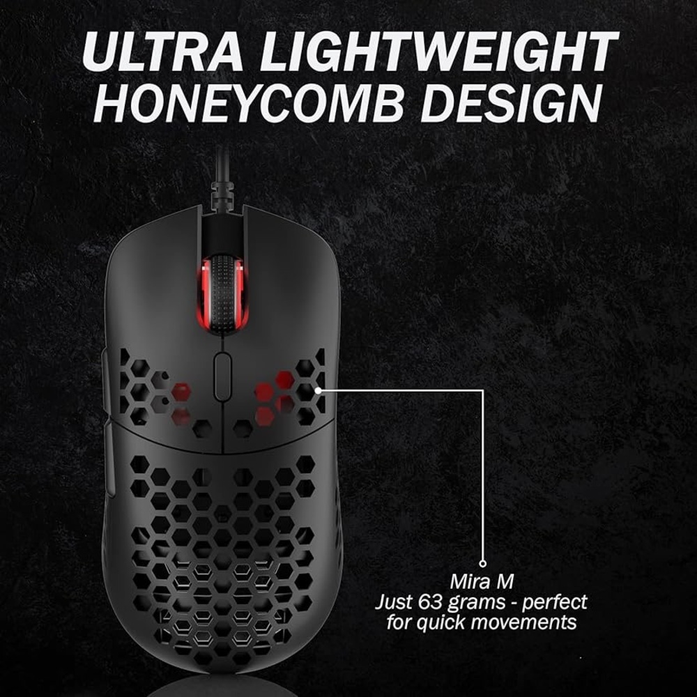 HK Gaming Mira M Ultra Lightweight RGB Gaming Mouse | Honeycomb Shell..(NWT)blck
